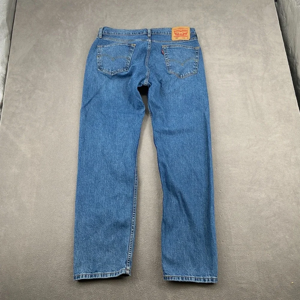 Levi's 505 Jeans Mens 34x32 Blue Denim Medium Wash Red Tab Mid Rise Straight Leg